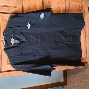 Men's XL Harley-Davidson 100th Anniversary Black short sleeve button down shirt